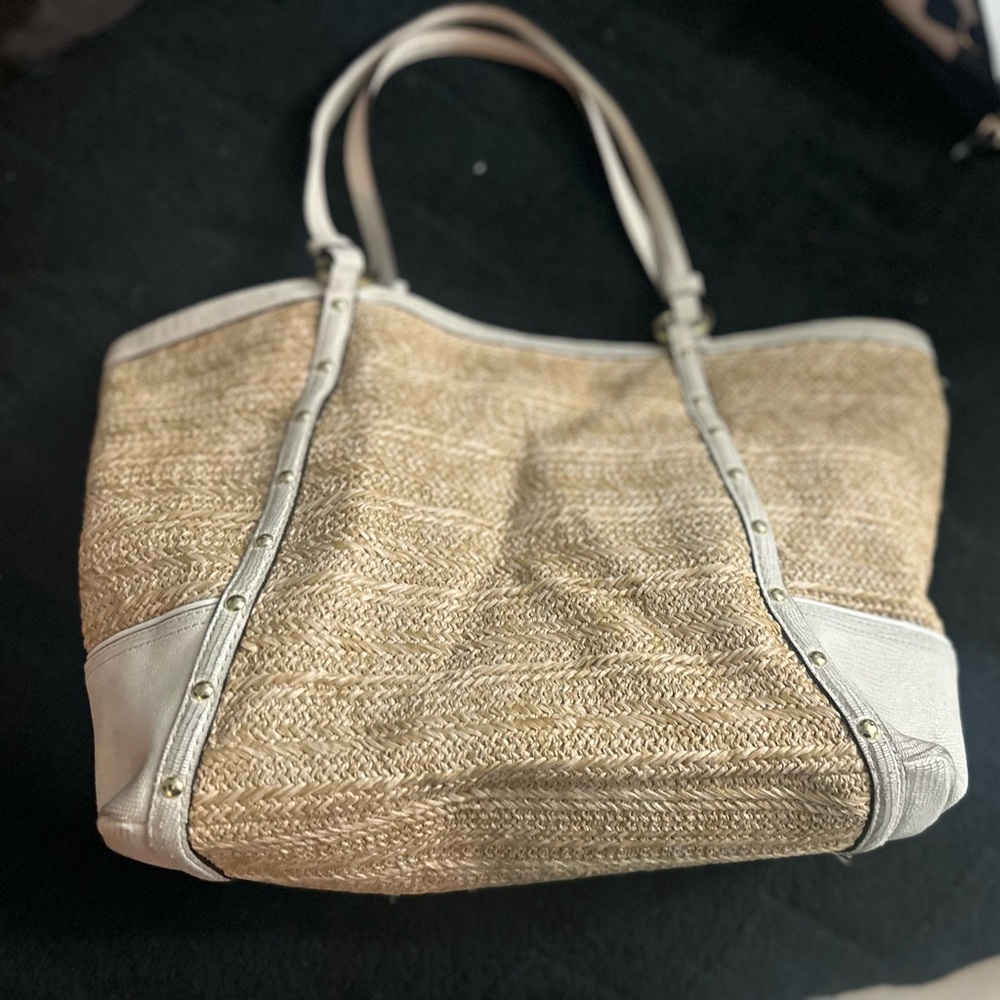 Coach Alexandra Python Straw Tote - image 5